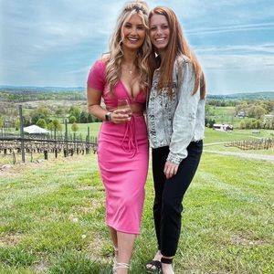 Pink skirt and crop top set